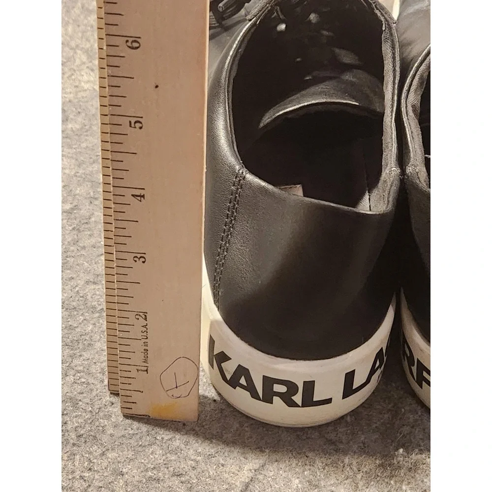 Karl Lagerfeld Paris Bella Black Leather Platform Sneakers Shoes Womens Size 11